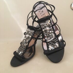 New York Transit strappy sequin heels